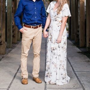 White Floral Maxi Dress Large